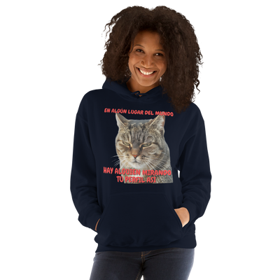 Sudadera con Capucha Unisex Estampado de Gato "Mirada Inquisitiva" Michilandia | La tienda online de los fans de gatos