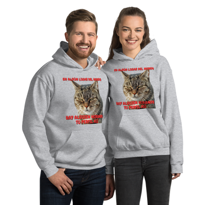 Sudadera con Capucha Unisex Estampado de Gato "Mirada Inquisitiva" Michilandia | La tienda online de los fans de gatos