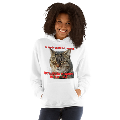 Sudadera con Capucha Unisex Estampado de Gato "Mirada Inquisitiva" Michilandia | La tienda online de los fans de gatos