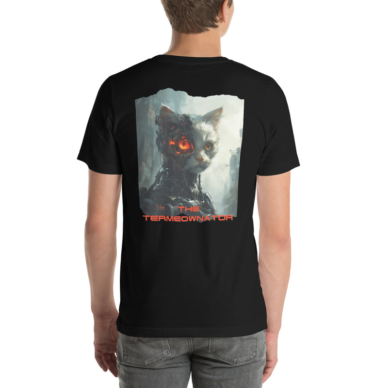 Camiseta Prémium Unisex Impresión Trasera de Gato 