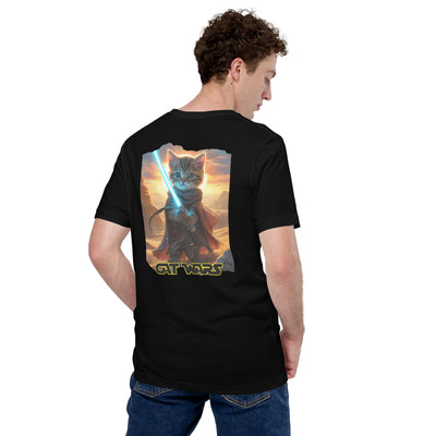 Camiseta Prémium Unisex Impresión Trasera de Gato "Guardián de Tatooine" Michilandia | La tienda online de los fans de gatos