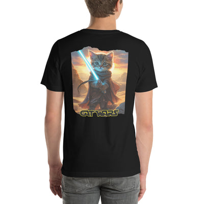 Camiseta Prémium Unisex Impresión Trasera de Gato 