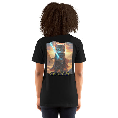 Camiseta Prémium Unisex Impresión Trasera de Gato "Guardián de Tatooine" Michilandia | La tienda online de los fans de gatos