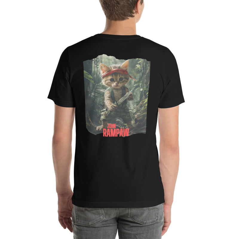 Camiseta Prémium Unisex Impresión Trasera de Gato 