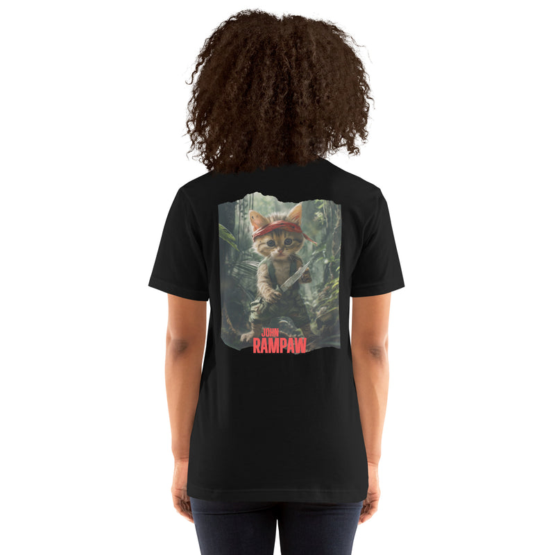 Camiseta Prémium Unisex Impresión Trasera de Gato "John Rampaw" Michilandia | La tienda online de los fans de gatos