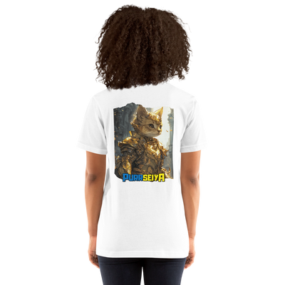 Camiseta Prémium Unisex Impresión Trasera de Gato "Caballero Gatuno de Oro" Michilandia | La tienda online de los fans de gatos