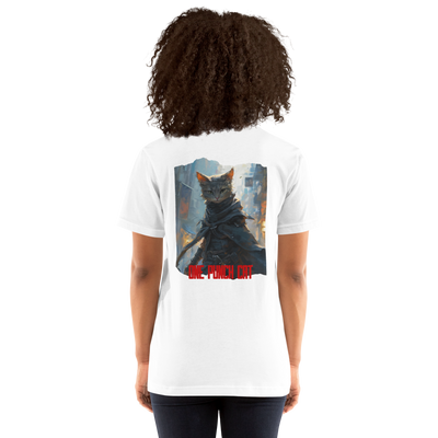 Camiseta Prémium Unisex Impresión Trasera de Gato "Sigilo Supersónico" Michilandia | La tienda online de los fans de gatos