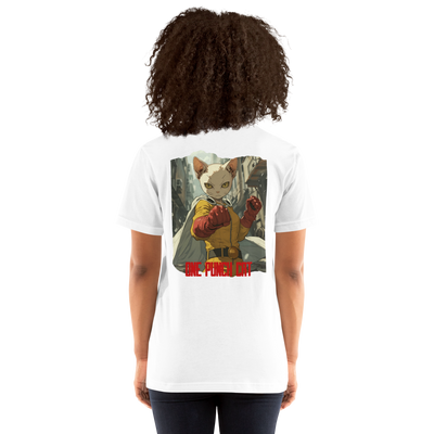 Camiseta Prémium Unisex Impresión Trasera de Gato "Guardián Calvo" Michilandia | La tienda online de los fans de gatos