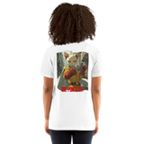 Camiseta Prémium Unisex Impresión Trasera de Gato "Guardián Calvo" Michilandia | La tienda online de los fans de gatos