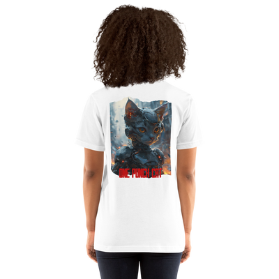 Camiseta Prémium Unisex Impresión Trasera de Gato "Corazón de Metal" Michilandia | La tienda online de los fans de gatos