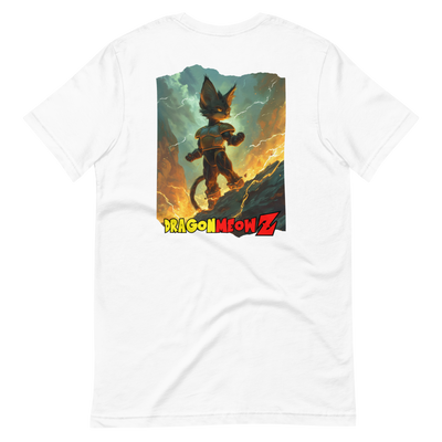 Camiseta Prémium Unisex Impresión Trasera de Gato "Mini Saiyan Poderoso" Michilandia | La tienda online de los fans de gatos