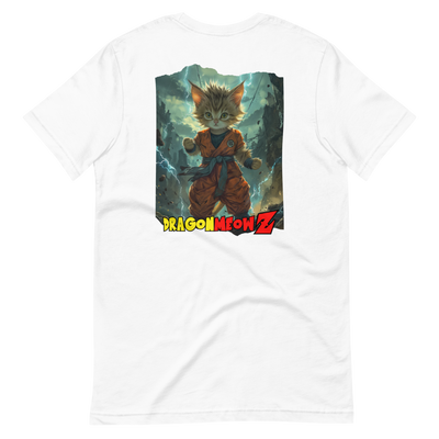 Camiseta Prémium Unisex Impresión Trasera de Gato "Furia Felina Saiyajin" Michilandia | La tienda online de los fans de gatos