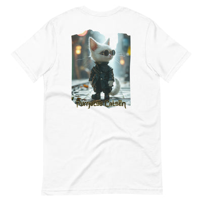 Camiseta Prémium Unisex Impresión Trasera de Gato "Exorcista Felino" Michilandia | La tienda online de los fans de gatos