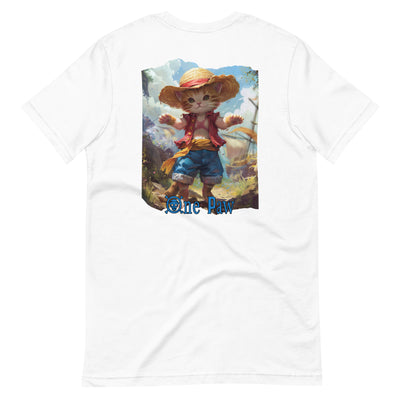 Camiseta Prémium Unisex Impresión Trasera de Gato "Aventuras de Miau Luffy" Michilandia | La tienda online de los fans de gatos