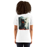 Camiseta Prémium Unisex Impresión Trasera de Gato "Miau del Futuro" Michilandia | La tienda online de los fans de gatos