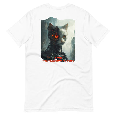 Camiseta Prémium Unisex Impresión Trasera de Gato "Miau del Futuro" Michilandia | La tienda online de los fans de gatos