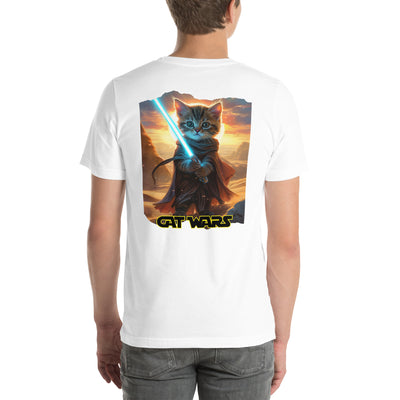 Camiseta Prémium Unisex Impresión Trasera de Gato "Guardián de Tatooine" Michilandia | La tienda online de los fans de gatos