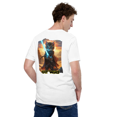 Camiseta Prémium Unisex Impresión Trasera de Gato "Guardián de Tatooine" Michilandia | La tienda online de los fans de gatos