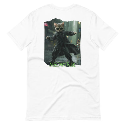 Camiseta Prémium Unisex Impresión Trasera de Gato "Neo Miau" Michilandia | La tienda online de los fans de gatos