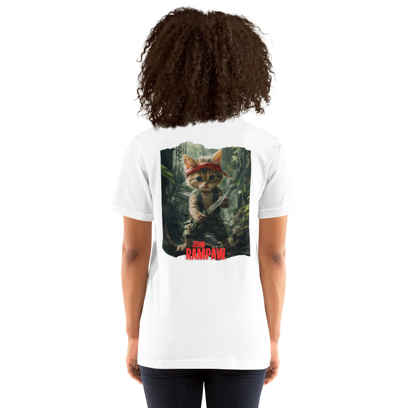 Camiseta Prémium Unisex Impresión Trasera de Gato "John Rampaw" Michilandia | La tienda online de los fans de gatos