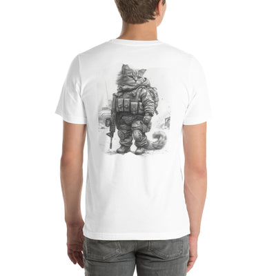 Camiseta Prémium Unisex Impresión Trasera de Gato "Comando Gatuno SWAT" Michilandia | La tienda online de los fans de gatos