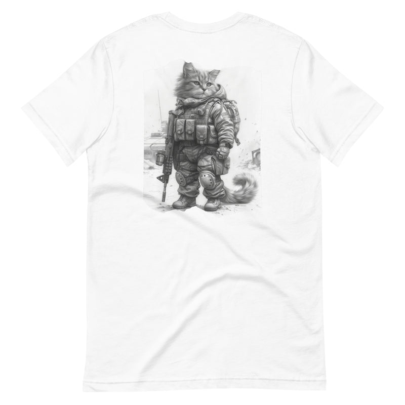 Camiseta Prémium Unisex Impresión Trasera de Gato "Comando Gatuno SWAT" Michilandia | La tienda online de los fans de gatos