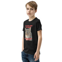 Camiseta Junior Unisex Estampado de Gato "Mirada Inquisitiva" Michilandia | La tienda online de los fans de gatos