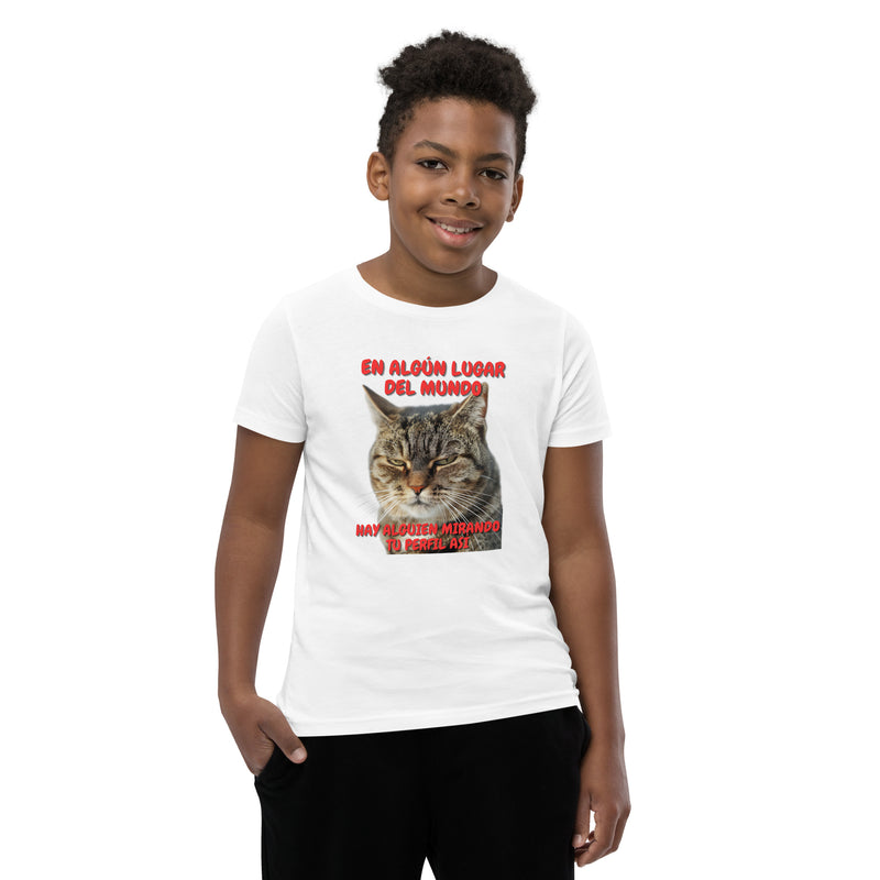 Camiseta Junior Unisex Estampado de Gato "Mirada Inquisitiva" Michilandia | La tienda online de los fans de gatos