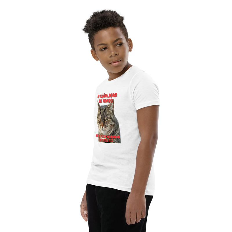 Camiseta Junior Unisex Estampado de Gato "Mirada Inquisitiva" Michilandia | La tienda online de los fans de gatos